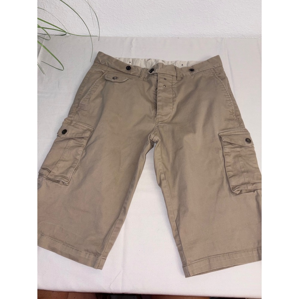 JACK JONES Mens Khaki Cargo Shorts Button Fly Size 30 inch Casual Outdoor